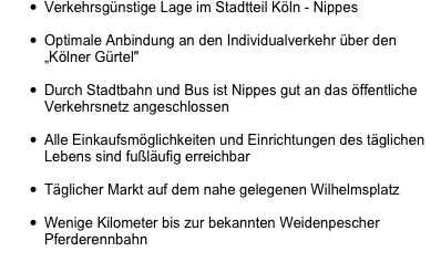 Verkehrsgünstige Lage im Stadtteil Köln